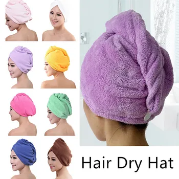 1 бр. меки кърпи за баня от микрофибър, суха шапка за коса, бързосъхнеща дамска шапка за плуване, шампоан, случаен цвят