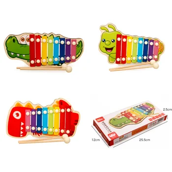 1 кутия музикални инструменти за деца, мультяшные музикални играчки Serinette, дървено пиано с ръчно стуком, инструменти за деца, за Ксилофон