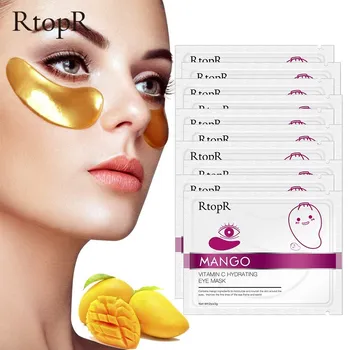 10шт Маска за очи с манго и витамин С Хидратиращи, елиминира подпухналостта, Подобрява грижа за кожата около очите