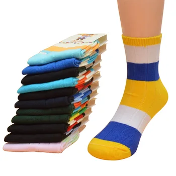 12 Броя = 6 чифта / лот, новост 2018 година, топли детски чорапи с анимационни заек, памучни чорапи в цветна ивица за момчета, дебели памучни чорапи