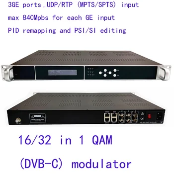 16/32 носещи цифрова модулятора DVB-C, модулятора giga IP to DVB-C цифрови модулятора catv,