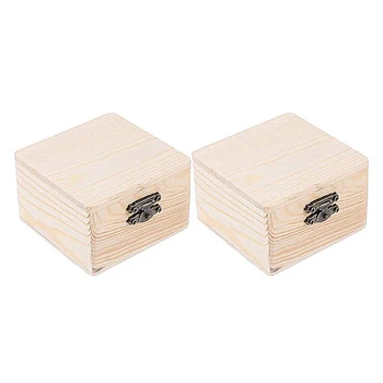 1бр Ретро Дървена Правоъгълна кутия за съхранение Подарък Опаковъчна кутия Флип-тип бижута Колие Пръстен Кутия за съхранение Калъф Контейнер