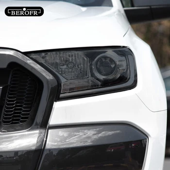 2 броя за Ford Ranger Wildtrak Raptor 2015 г.-сега, Тониране на автомобилни фарове, черна защитно фолио, прозрачно фолио, етикети от TPU, аксесоари