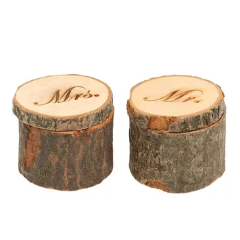 2 елемента Mr & Mrs. Потертое Луксозно Деревенское Годежен пръстен, кутия-стойка за възглавници от дърво