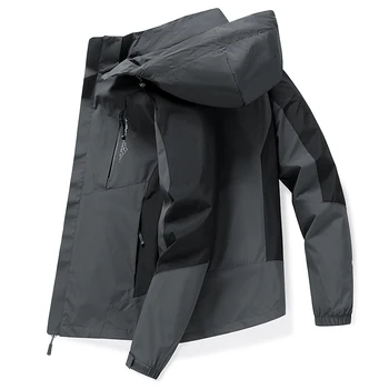 2023 Пролетно-есенен спортен костюм за спорт на открито, модерно яке в разговорния стил с джобове, мъжки тънка яке Wemon с качулка на открито 8183