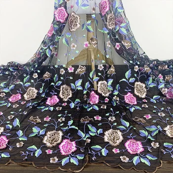 3/5/10 ярда изискана дантела плат с бродерия във формата на цвете божур, мрежест материал за рокли за квадратни метра