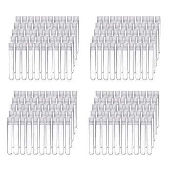 400 бр. прозрачни пластмасови тръби с бели завинчивающимися капаци за Контейнери за проби бутилки с нажимными капаци 12x75 мм