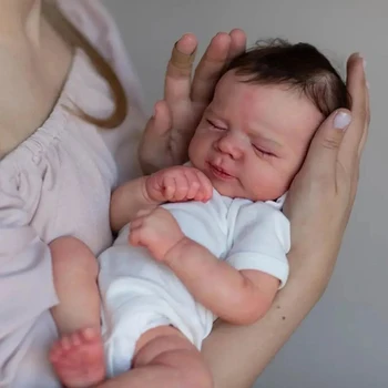 48-см кукла-Реборн за новородено, спящата малката Паскале, реалистична, мека на допир, с вкоренените ръчно коса на куклата