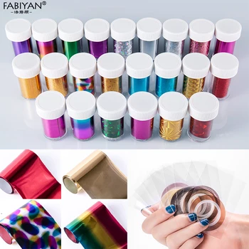 5 Бр. Етикети за дизайн на ноктите Преводна фолио + 5 ролки раирана лента за украса на линия за UV гел-лак за маникюр с Различен цвят