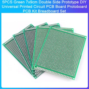 5ШТ Зелен 7x9 cm Двустранен прототип САМ Универсална печатна платка PCB Protoboard Комплект печатни платки Набор от макетных платки