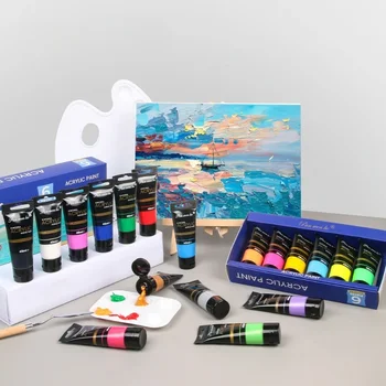 6-цветна Акрилна боя 45 мл метална флуоресцентни цветове Студентски художествена живопис Боя в бутилки за рисуване на графити със собствените си ръце