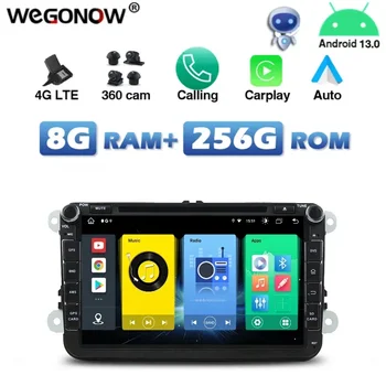720P 4G SIM Безжичен Carplay Кола DVD Плеър с Android 13,0 8 + GB 256 GB GPS RDS Радио, wifi, Bluetooth за VW PASSAT Tiguan, Skoda Leon