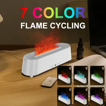 7цветный Ароматерапевтични Огнен Овлажнител за Въздух Овлажнител Етерични Масла С Дистанционно Управление 3D Имитация на Пламъка Ултразвукова Ароматни Дифузер