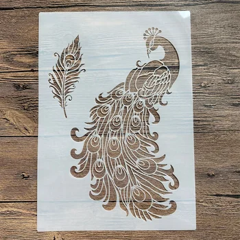 A4 29*21 см DIY мандала форма за рисуване трафаретами щампа фотоалбум тисненая хартиена картичка на дървена тъкан, стенни Животни паун