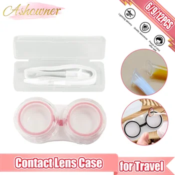 Ashowner Мини-калъф за контактни лещи, кутия за очни контактни лещи за пътуване, удобен контейнер за съхранение на козметични консумативи за пътуване