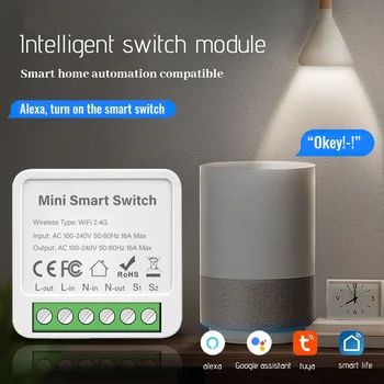 Aubess Sasha WiFi MiNi Smart Switch С Енергиен Монитор 16A 2-лентов Таймер за Управление на Безжичен Превключвател Работи С Алекса Google Home Alice