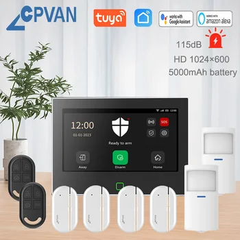 CPVAN Интелигентна домашна алармена система за Безжична Wi-Fi 4G Комплект сот алармени системи за защита на дома си от взлом Поддръжка на управление на прилагането на Hristo Smart Life