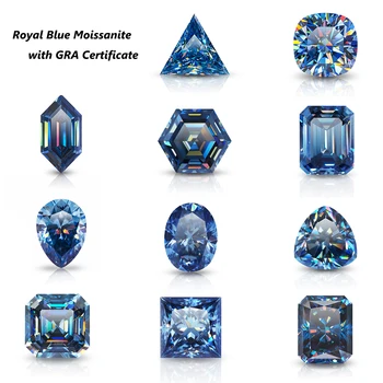 D Цвят кралско Синьо Свободни Камъни Муассанит 0,5 карата-3 карата Отгледани В Лаборатория Диамант VVS1 Блестящ Скъпоценен Камък, Кристали, Изящни Бижута на Едро