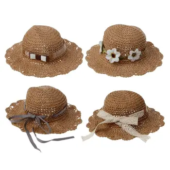 F62D детска сламена шапка с широка периферия, лятна плажна шапка за момичета, нова мода за пътуване на открито