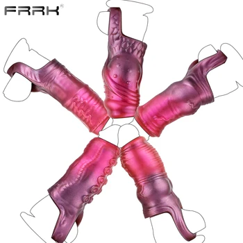 FRRK с животинска текстура, който увеличава ръкав за пениса, Фантазийный октопод, обвивка за член, Силиконова кон, секс-играчки за възрастни с възел за двойки 딜도
