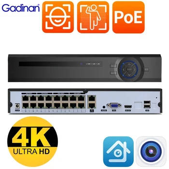 Gadinan H. 265 + 16CH 1080P 5MP 8MP 4K Ultra HD POE NVR Мрежови видео Рекордер с Откриване на Лица За Сигурността на POE IP Камери ONVIF