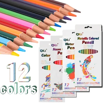 hexagonal прът 12-цветен водорастворимая олово метална дръжка флуоресцентно молив детска анимация графити ръчно рисувани