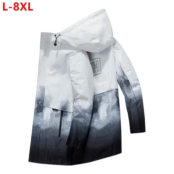 Hoody за момчета, големи размери 6XL 7XL 8XL, Дълъг Тренч, Свободни Мъжки пролетно-есенни якета, с наклон за тийнейджъри, мъжки палта, Връхни дрехи
