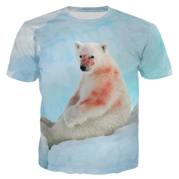 HX най-Новата мъжка тениска с руски бял мечок, 3D принт, тениска с животни в стил Харадзюку, мъжки и дамски ежедневни блузи улицата дрехи