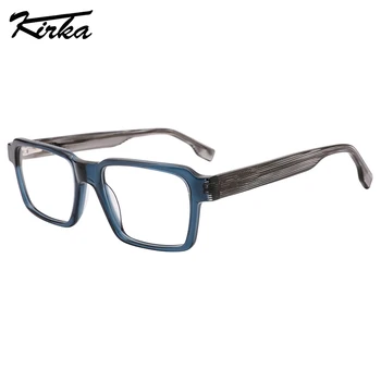 Kirka Eyewear Дамски и Мъжки очила Рамки, Оптични Очила Модерни Правоъгълни Плоски Ацетатные Широки Рамки Кристални Цветове-Износител WD3157