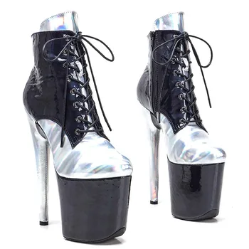LAIJIANJINXIA/ Нови Модни Дамски Модерни обувки с изкуствен покрив 20 см/8 инча За танци на един стълб На висок ток и платформа 485