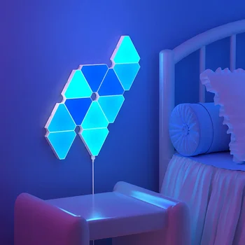 Led триъгълна quantum лампа, монтиран на стената лампа, RGB, на фона лампа Smart Pickup Ритъм за спалня, нощни лека нощ, украса на офис