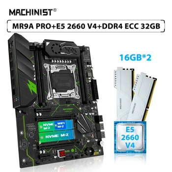 MACHINIST X99 MR9A PRO Комплект дънната платка LGA 2011-3 Комплект процесора Xeon E5 2660 V4 CPU 32 GB = 2 елемента * 16 GB ECC памет DDR4 RAM, WIFI M. 2