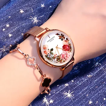 Montre Femme 2023 Текстилен колан Модни Дамски часовници Reloj Mujer Гривна от розово злато Ръчен часовник Relogio Feminino дамски часовник
