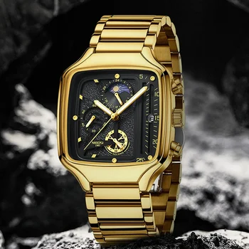 NIBOSI 2024 Square Мъжки часовници, най-луксозна марка, водоустойчив мъжки моден кварцов часовник Relogios Masculino