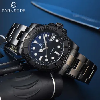 PARNSRPE Нови черни модерен мъжки часовник в света на стил, високо качество градиентный асептична циферблат, сапфирен кристал, Японски механизъм 8215