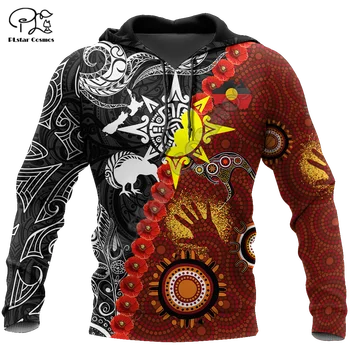 PLstar Cosmos за аборигените в Австралия, Въведете Модни блузи с 3D принтом, блузи с качулка с цип за мъже / жени, ежедневни градинска облекло A08