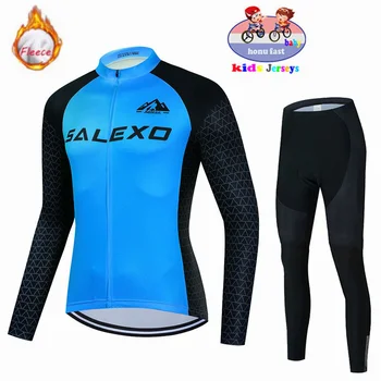 SALEXO/ Нови Зимни Бебешки плетени комплекти за колоезденето от термофлиса за момчета и момичета, велосипедна облекло с дълги ръкави МТБ Ropa Ciclismo, велосипеди комплект