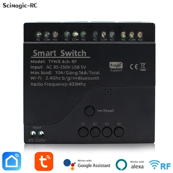Sasha Smart Switch 4CH Wifi Интелигентен Модул за Управление на Битова Техника 220V 85-250V 10A Незабавно Превключване на Режима на Заключване на Реле