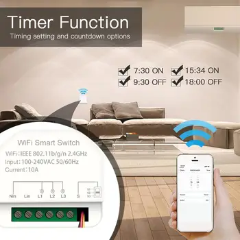 Sasha Wifi MINI Smart Switch 10A 3-битов модулен ключа, Таймерные ключове, автоматизация на умен дом Работи с Алекса Home