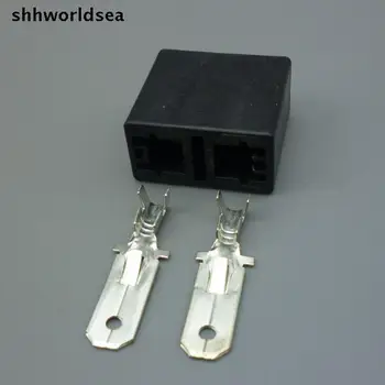 Shhworldsea 10/50/100/500setse 2 pin 2p H7 ъгъл на огъване контакти лампа мъжки пластмасов държач за ремонт на автомобилни фарове щепсел щекер