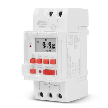 SINOTIMER TM919B 30A Програмируем цифров таймер DIN Автоматичен регулатор на времето на цикъла, за лампи, вентилатори,