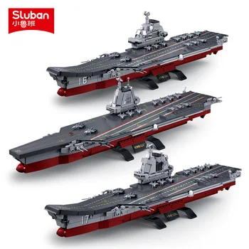 SLUBAN Military Series 1/700 Scale PLA.Флот Шандонг Fujian Ляонин Модел на Военен кораб, Градивен елемент на Детски Тухли Играчки Кораб Подарък