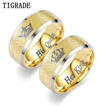 Tigrade 8 мм Титановая стомана, Я крал и Неговата кралица, Годежни пръстени за мъже и жени, Crown, Модни бижута, подаръци