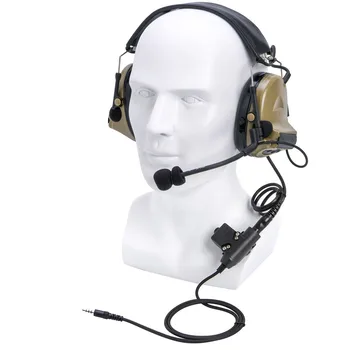 U94 ПР + Кафява тактическа слушалките с шумопотискане, защита на слуха, слушалки за стрелба за мобилен телефон iPhone HTC Samsung