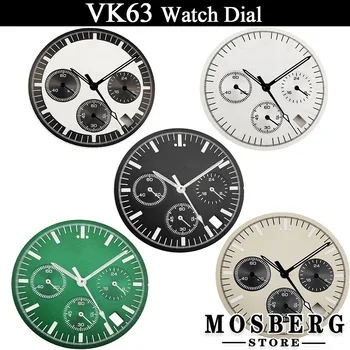 VK63 31,5 мм Черен Стерилна Зелен Светлинен циферблат Със стрелки, за да часов механизъм VK63 Резервни Части