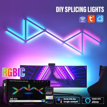 WIFI Led Умен, с монтиран на стената лампа RGBIC Light Bar Направи си САМ Атмосфера на Нощно Приложение Музикален Ритъм на Подсветката на телевизора Украса спални Игри стая