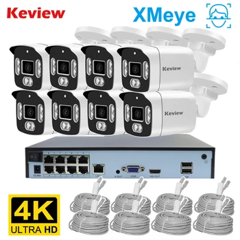 XMEye 8CH 8MP POE Система за Видеонаблюдение Аудио 4MP 5MP NVR Комплект Външна IP Камера за Видеонаблюдение H. 265 AI Face P2P Комплект за Видеонаблюдение