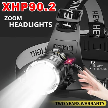 ZK40 Мощен налобный фенерче, led фенерче, Нова Сензорна фаровете XHP90, 18650 Акумулаторна лампа за риболов и къмпинг