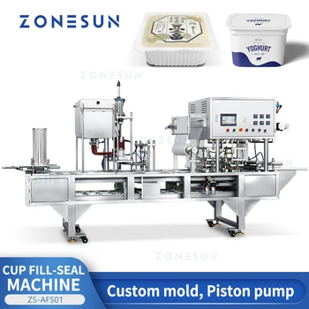 ZONESUN ZS-AFS01 Автоматична машина за пълнене и затваряне на чаши, отопление парафиновой течност, бутало за помпа за желе, опаковане на хранителни продукти