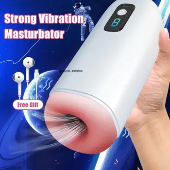 Автоматична чаша за мъжки мастурбатора със силни вибрации, цифрова машина за фелацио техника, секс-играчки за мастурбация тази путка за мъже